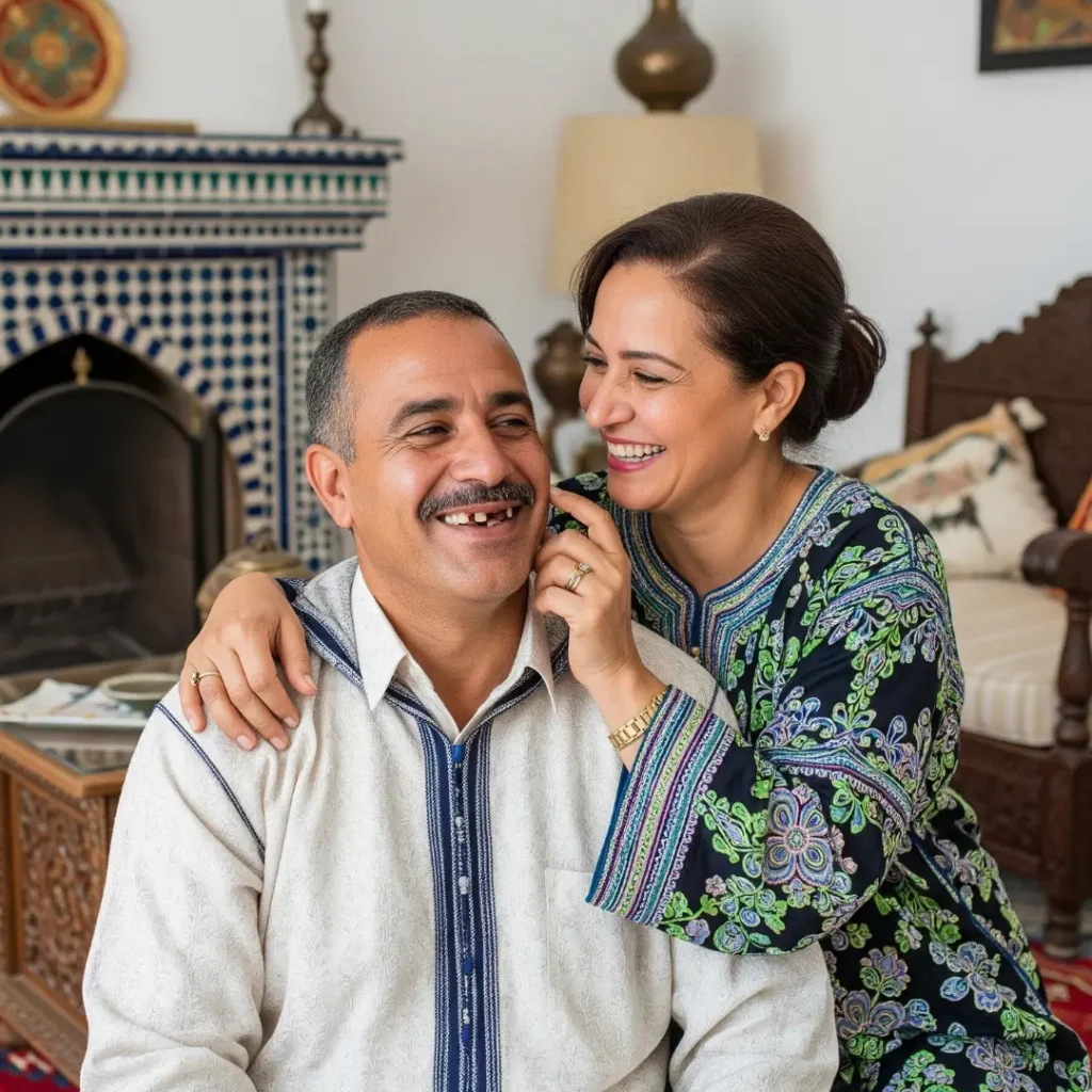 patient avec sa femme avant de faire un implant dentaire reussie a centre dentaire kandil à mohammedia